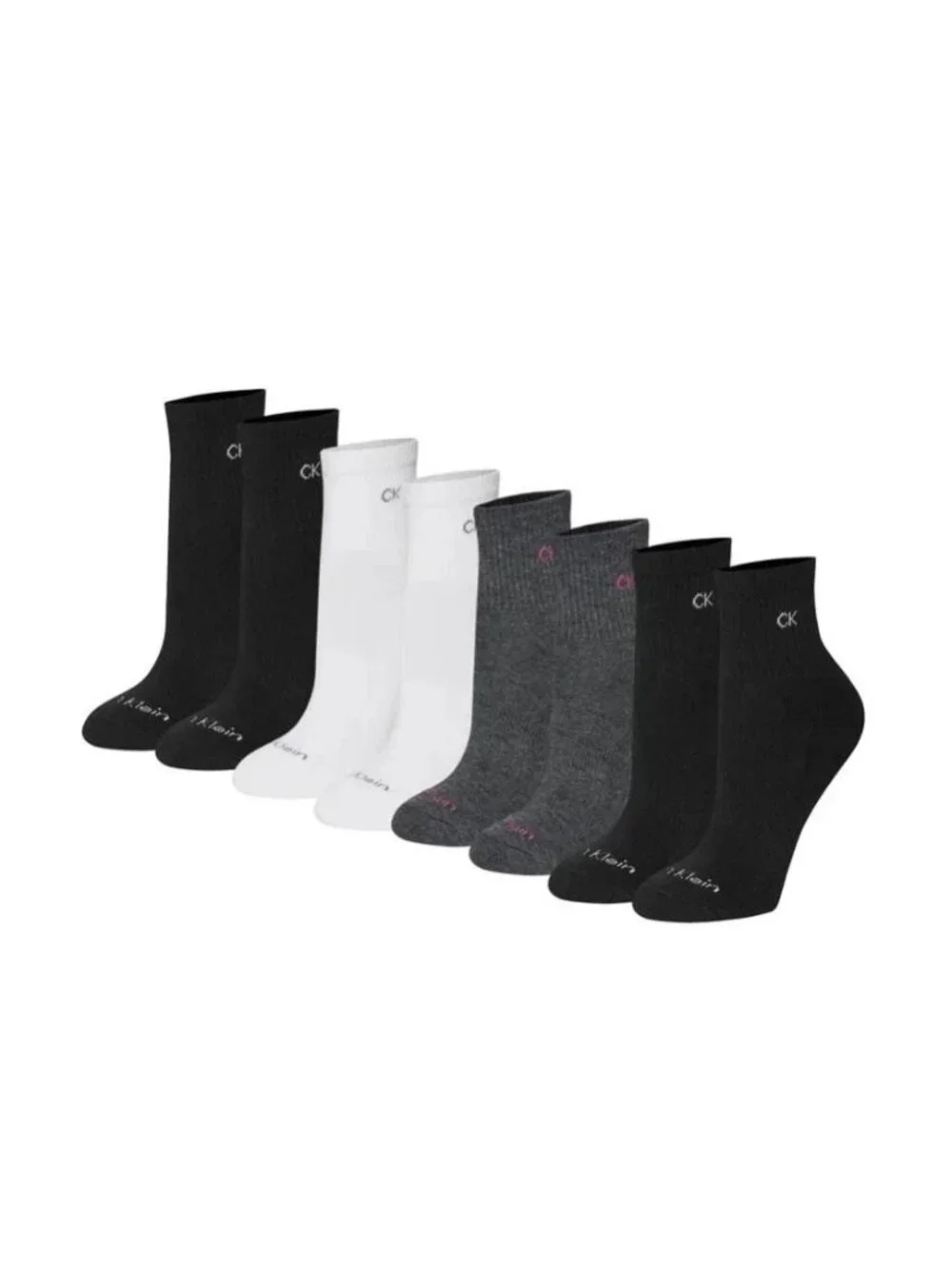 Calvin Klein Women's 8-Pairs French Terry Sole Cushion Ankle Socks, Multi, 4-10